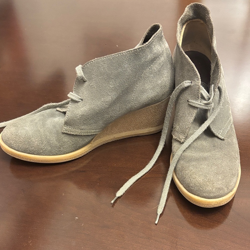 Jcrew Grey Suede Women's Wedge Booties Sz 8